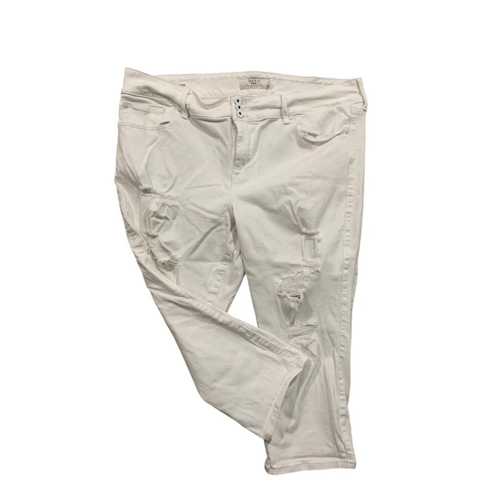 Size 24 Torrid Womens Plus Size White Denim Jegging Crop Distressed